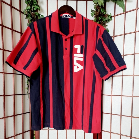 Fila Classic Stripe Colorblock Logo Mesh Polo Top - Picture 5 of 16